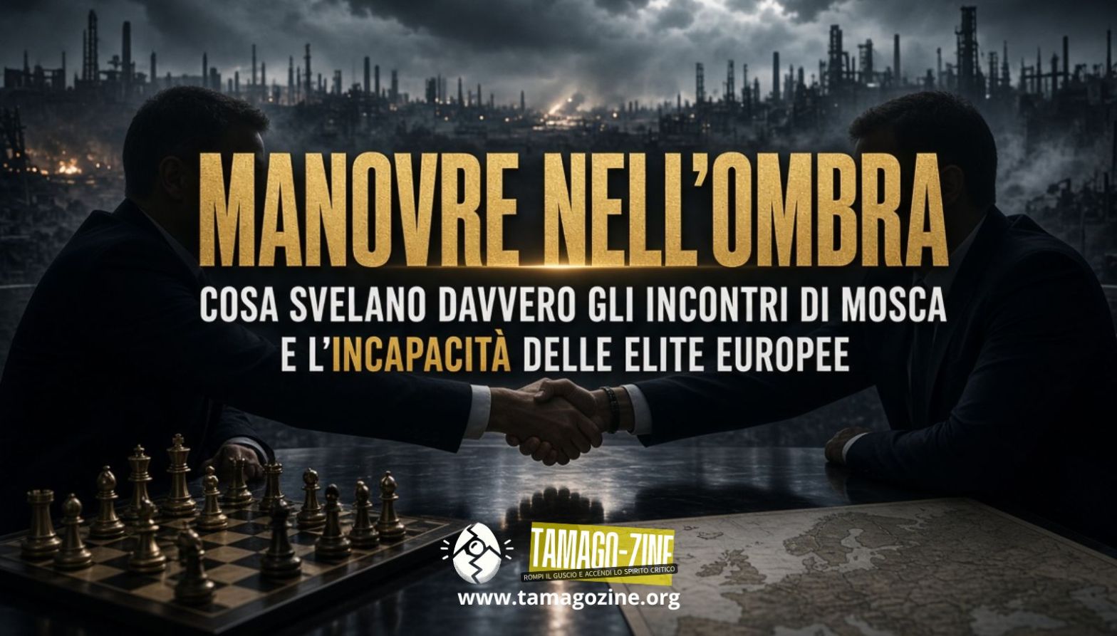 copertina dell'articolo di Tamago, MANOVRE NELL'OMBRA. COSA SVELANO DAVVERO GLI INCONTRI DI MOSCA E L'INCAPACITÀ DELLE ELITE EUROPEE